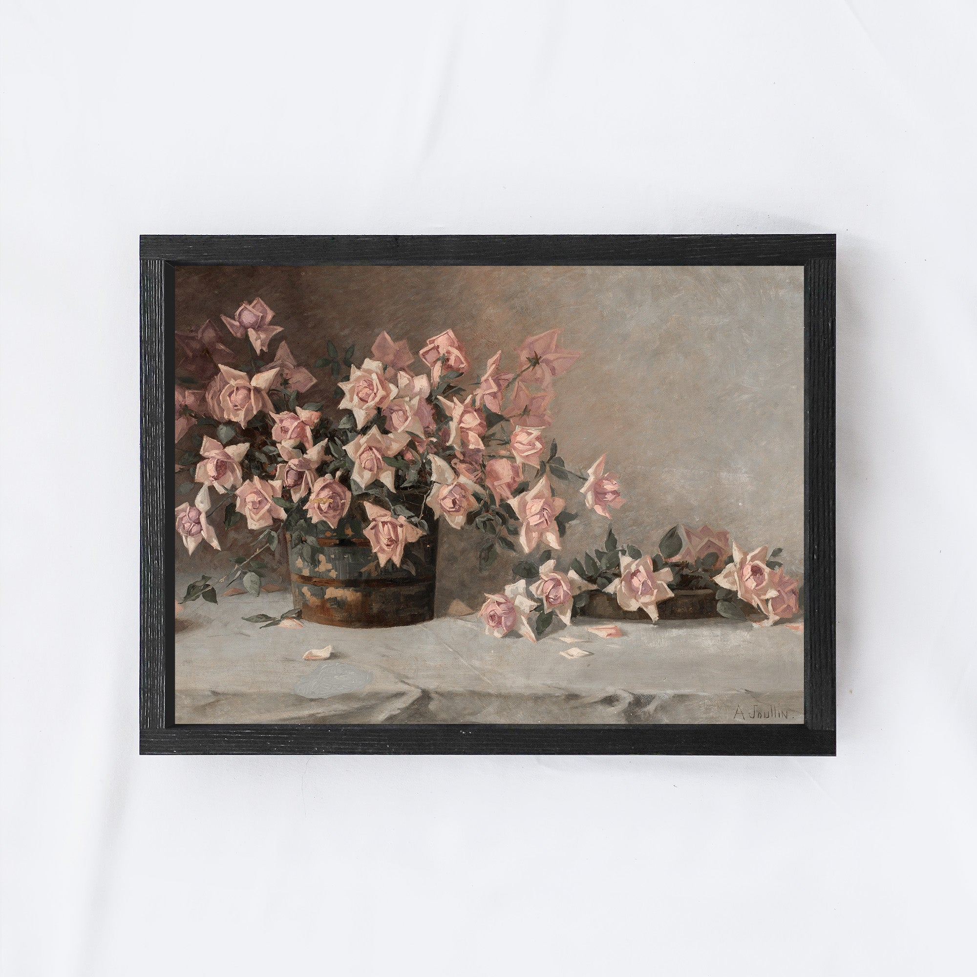 Vintage Art Framed | Bucket Of Roses A03-1