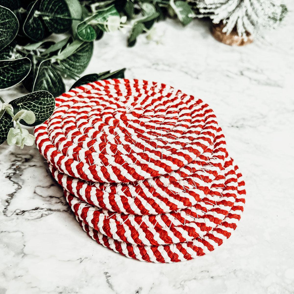 Candy Cane Coaster 4pk-4