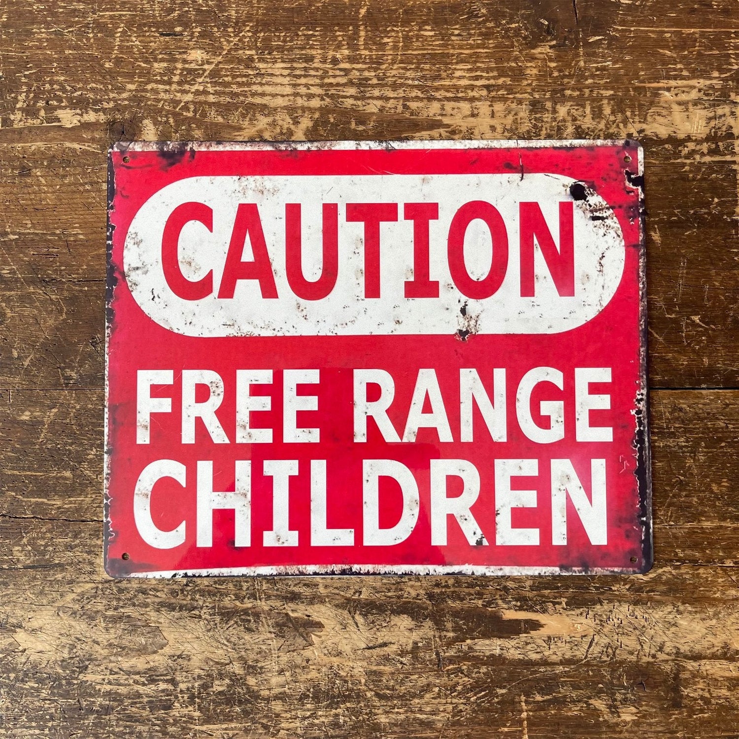 Vintage Metal Sign - Caution Free Range Children Wall Sign-2