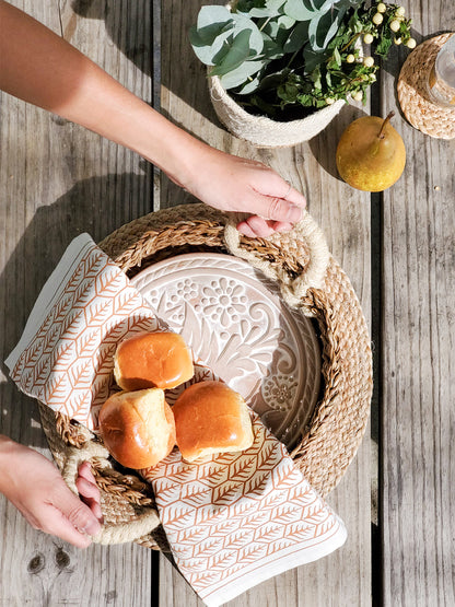 Bread Warmer &amp; Basket Gift Set with Tea Towel - Bird Round-1