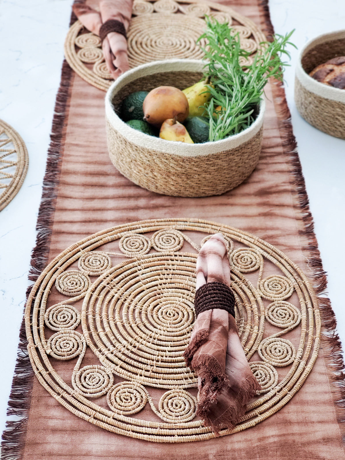 Woven Palm Fiber Napkin Ring - Brown (Set of 4)-1