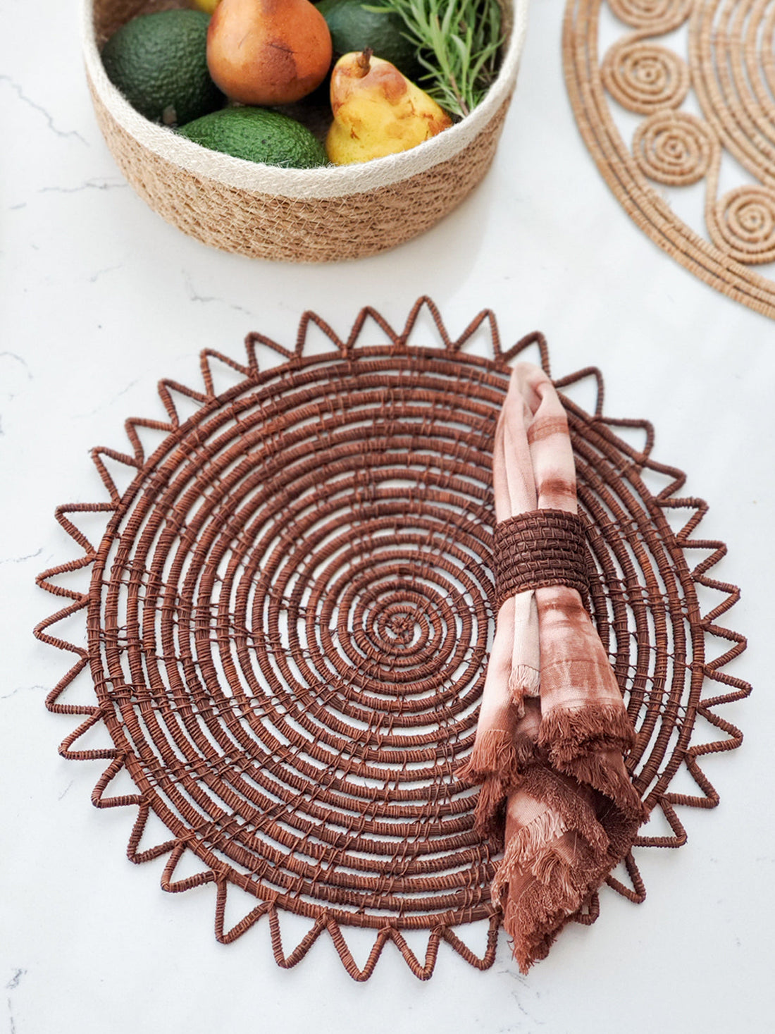 Surya Woven Palm Fiber Placemat - Brown (Set of 2)-1