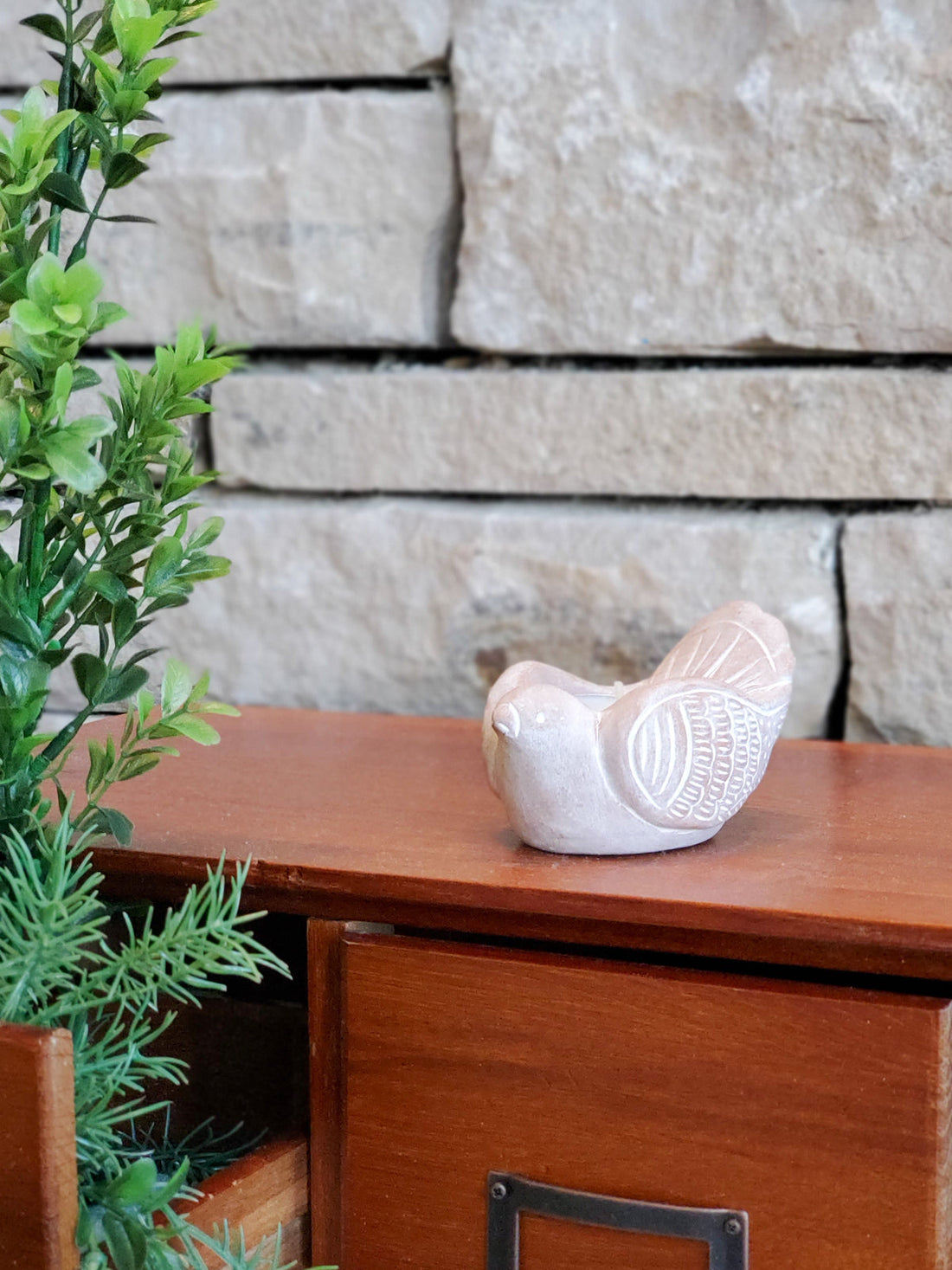 Terracotta Tea Light Candle Holder - Bird-1