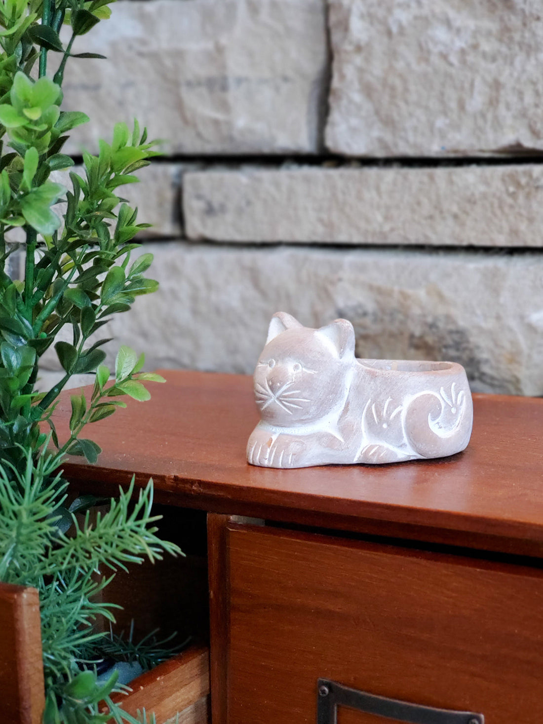 Terracotta Tea Light Candle Holder - Cat-1