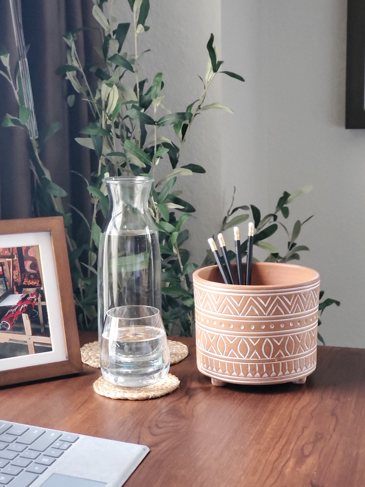 Hand Etched Terracotta Pot - Small-2