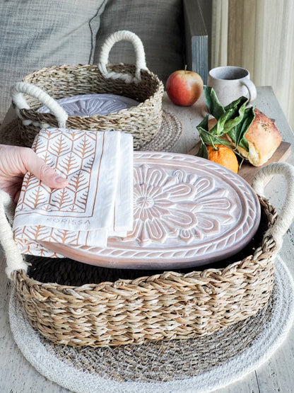 Bread Warmer &amp; Basket Gift Set with Tea Towel - Flower-4