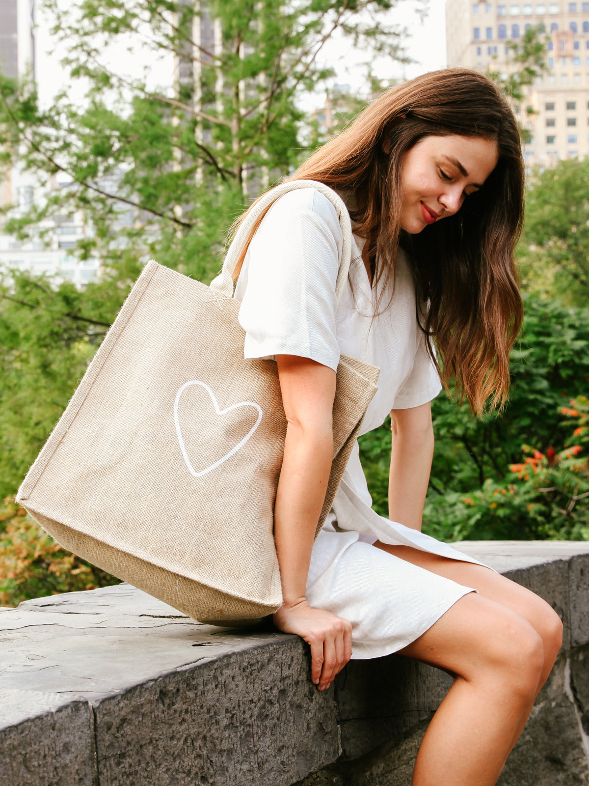 Jute Canvas Market Bag - Love-3