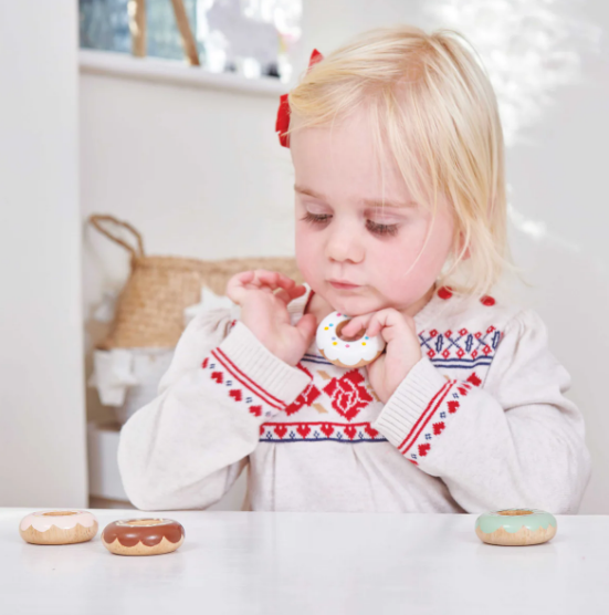 Wooden Doughnut Play Food Set - 4 Piece Set-2