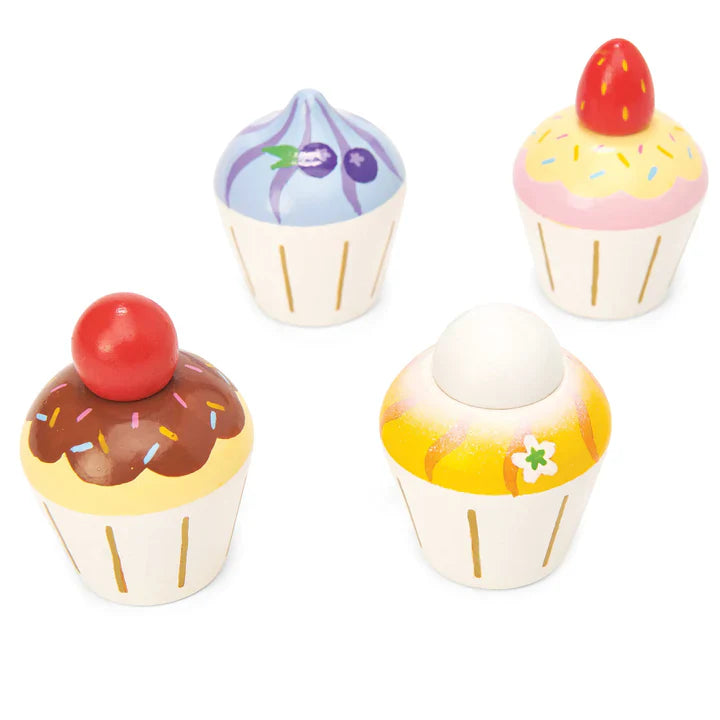 Wooden Cupcake Play Food Set - 4 Piece Set-0