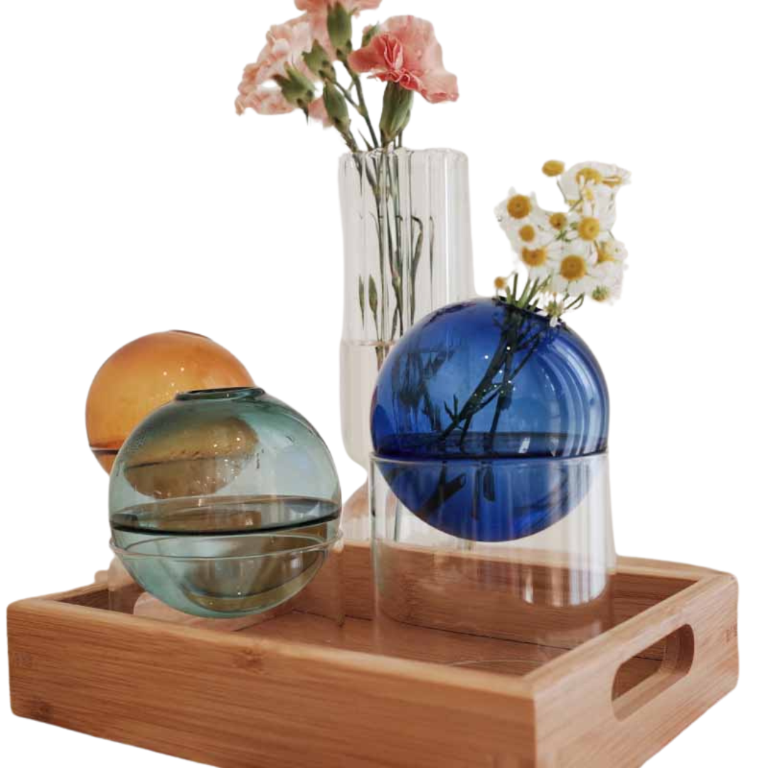 Nordic Colored Bubble Glass Vase-0