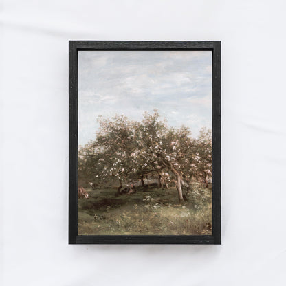 Vintage Apple Blossom Countryside Painting A29-1
