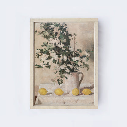 Vintage Flower Still Life With Lemons A76-1