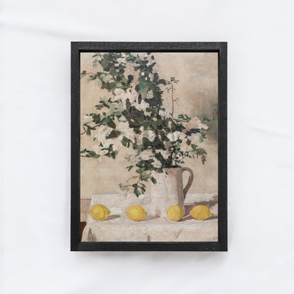 Vintage Flower Still Life With Lemons A76-2