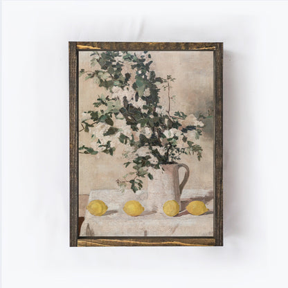 Vintage Flower Still Life With Lemons A76-3