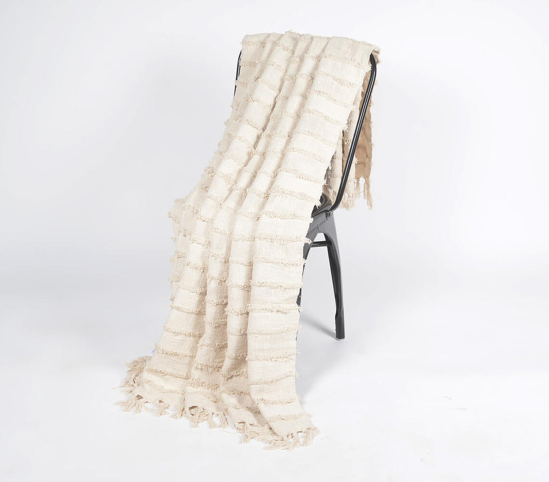 Handcrafted Muted Stripes Cotton Throw-1