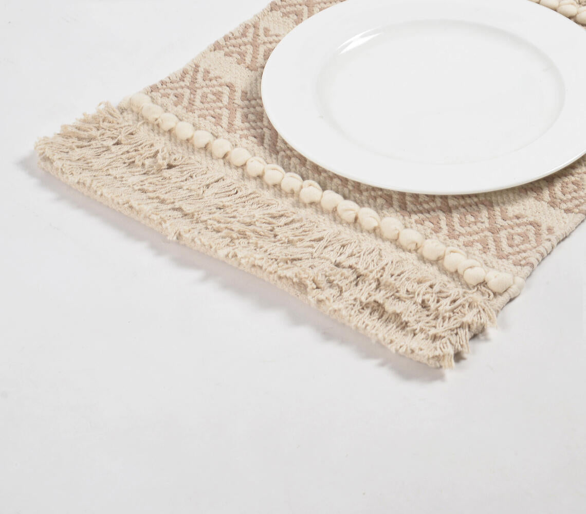 Handwoven Cotton Diamond Panel Placemats (Set of 4)-0