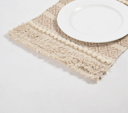 Handwoven Cotton Diamond Panel Placemats (Set of 4)-0