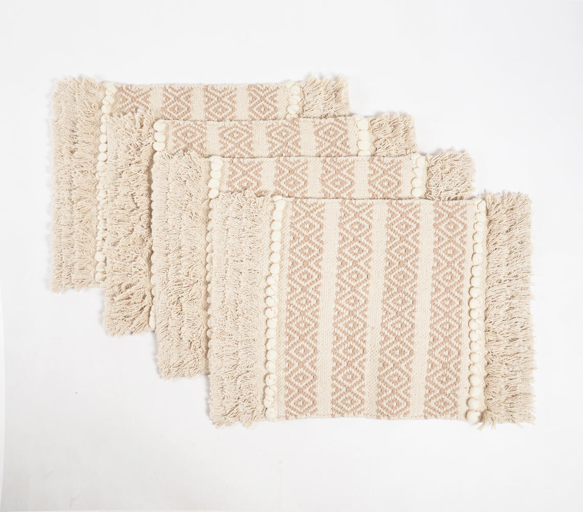 Handwoven Cotton Diamond Panel Placemats (Set of 4)-1