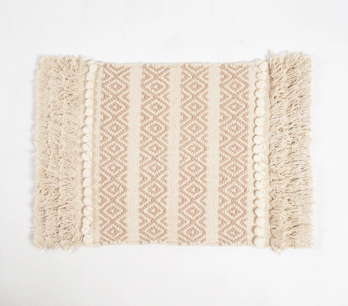 Handwoven Cotton Diamond Panel Placemats (Set of 4)-2