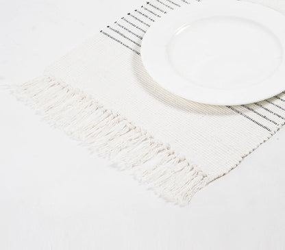 Handwoven Cotton Minimal Placemats (Set of 4)-0