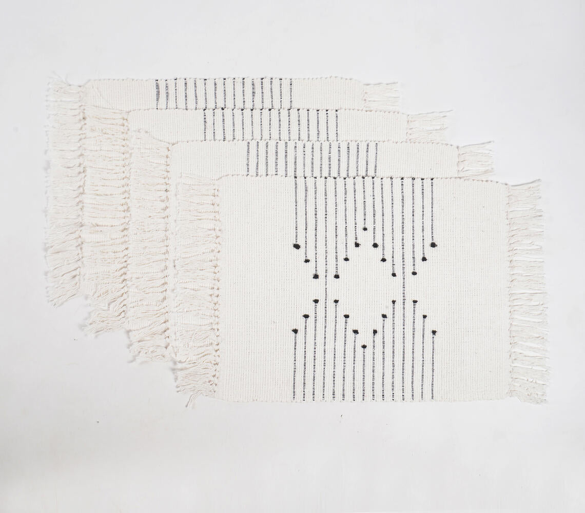 Handwoven Cotton Minimal Placemats (Set of 4)-1