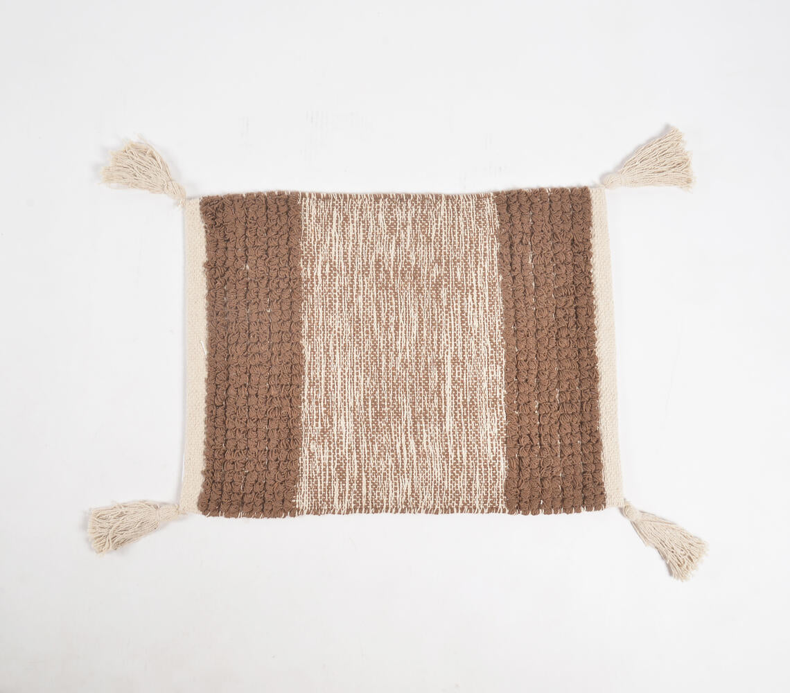 Handwoven Cotton Cocoa Colorblock Placemats (Set of 4)-2