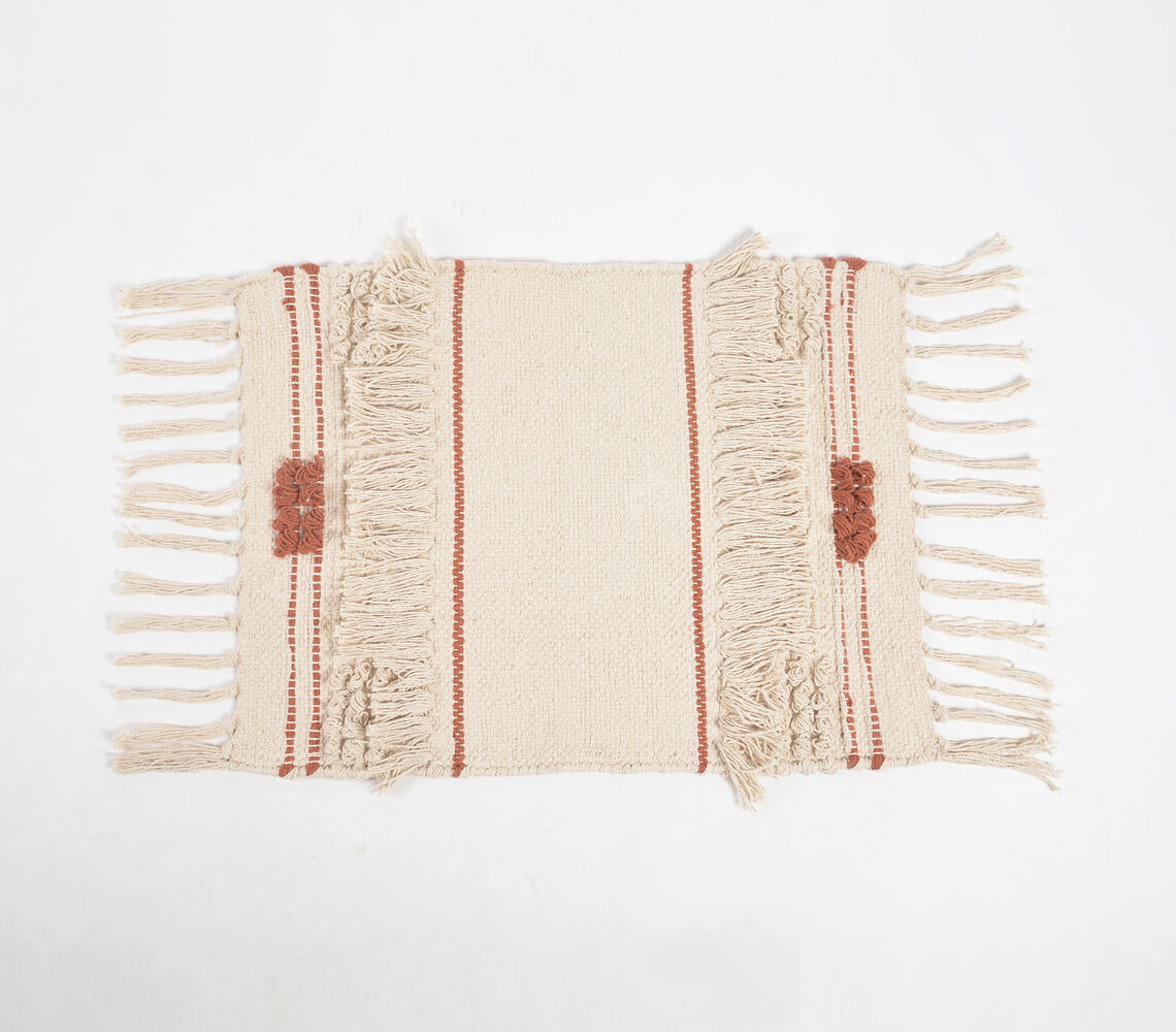 Handwoven Cotton Tasseled Placemats (Set of 4)-2