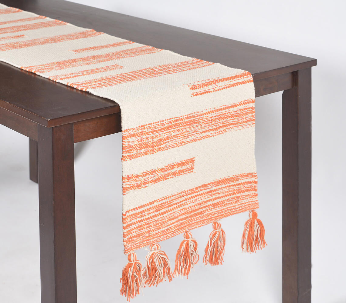 Warm Bohemian Table Runner with Tassels-1