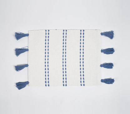 Blue Dotted Lines Cotton Placemats (Set of 4)-2