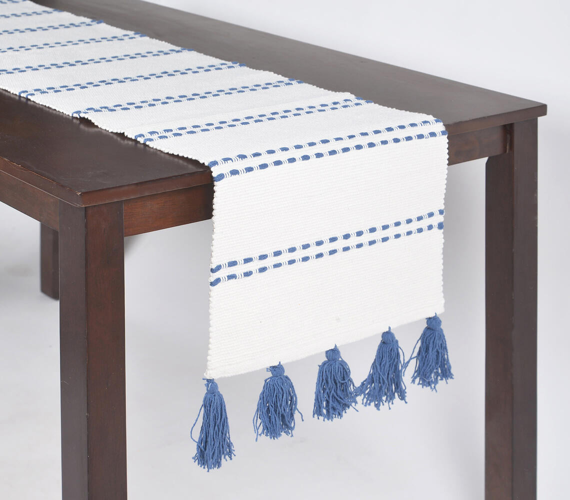 Striped Bohemian Table Runner with Tassels-1