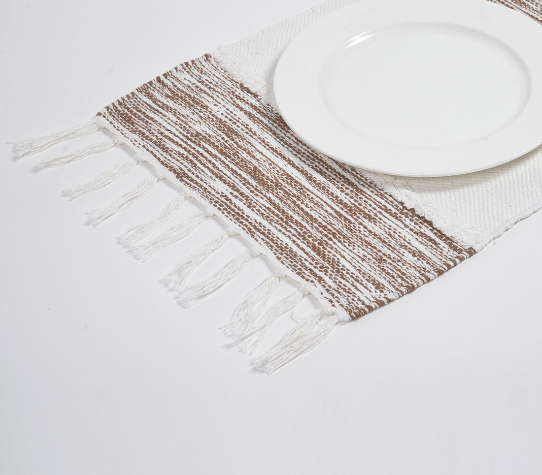 Brown Borders Cotton Placemats (Set of 4)-0