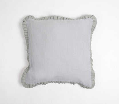 Dyed Monotone Grey Cotton Linen Cushion Cover-0