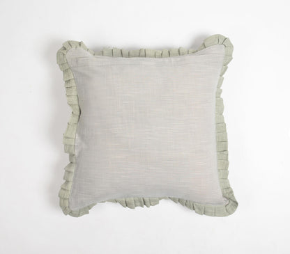 Dyed Monotone Green Cotton Linen Cushion Cover-2