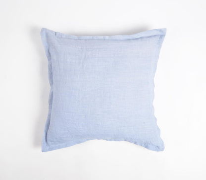 Solid Powder Blue Cotton Linen Cushion Cover-2