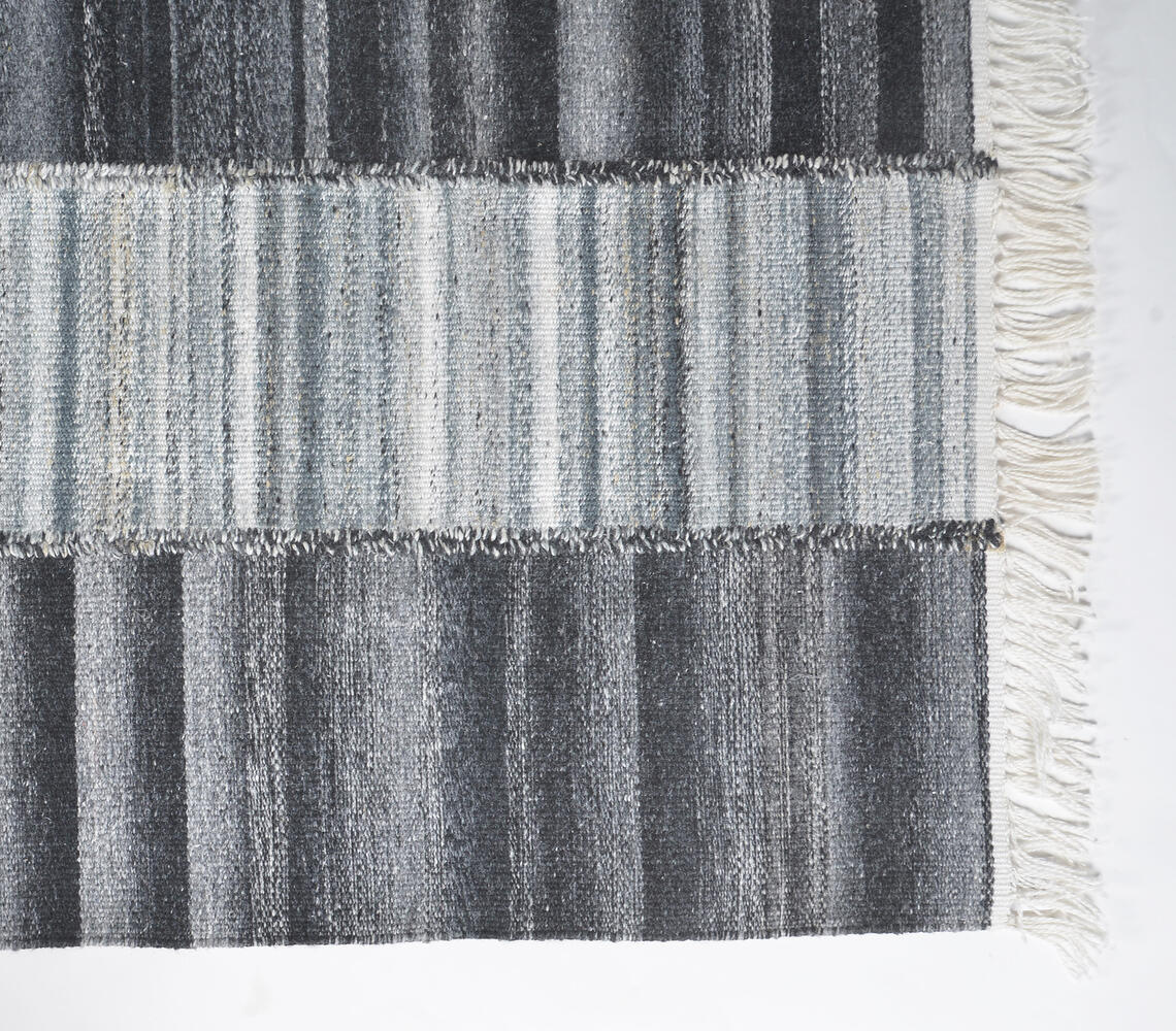 Handwoven Greyscale Tasseled Rug-2