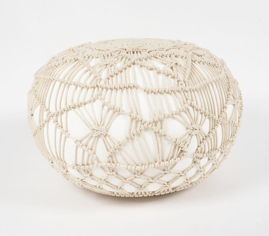 Macrame Pastel Cotton Pouf-0