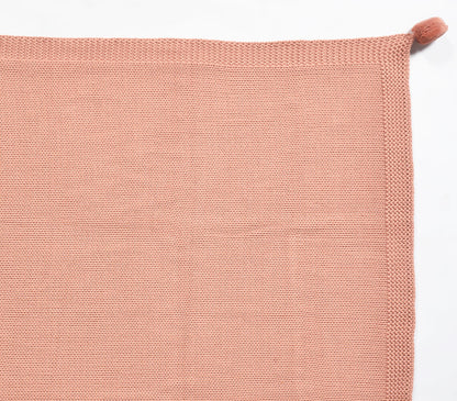 Knitted Cotton Salmon Tasseled Throw-2