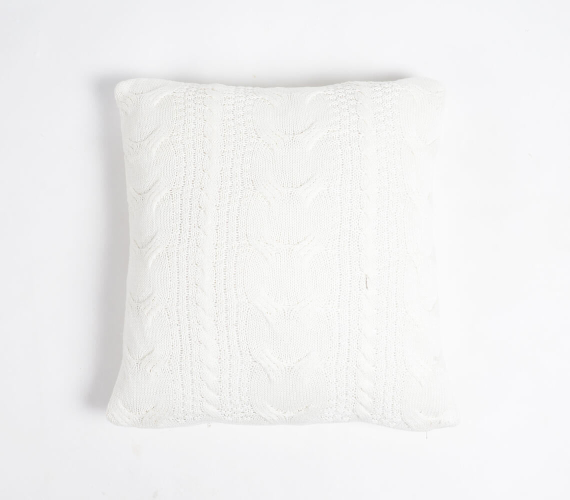 Knitted Cotton Ivory-Beige Cushion Cover-2