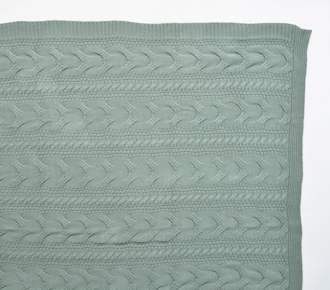 Knitted Cotton Indus Blue Throw-2