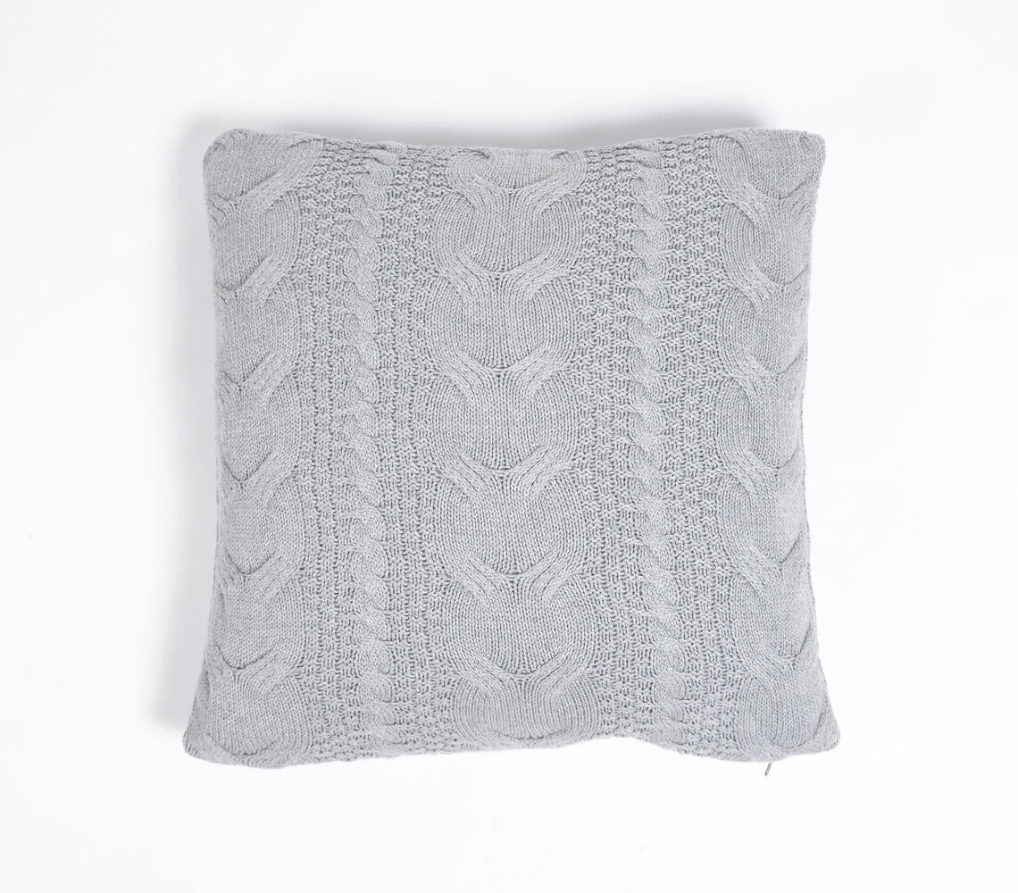 Classic Knitted Cotton Grey Cushion Cover-2