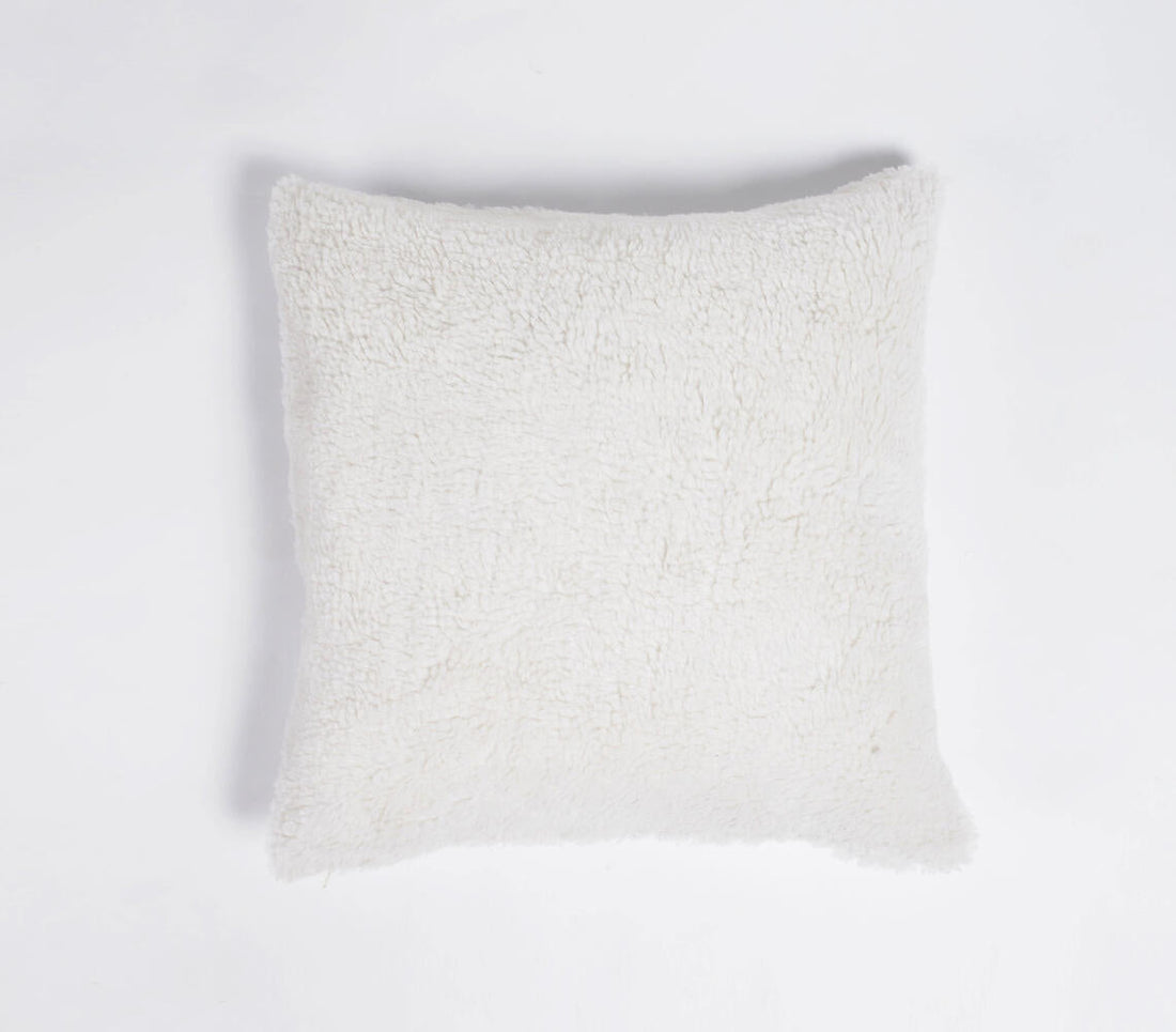 Handwoven Cotton Furry Cushion Cover-0