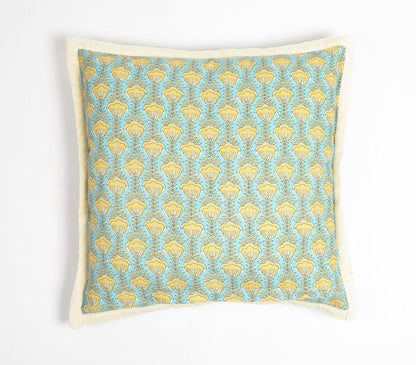 Yellow Floral Motif Print Cushion Cover-2