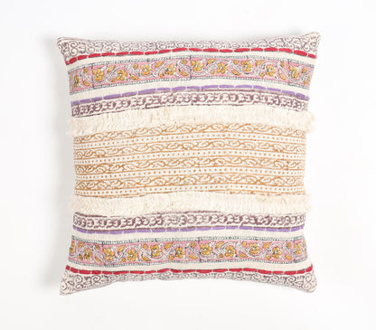 Block Printed Cotton Striped-Motifs Cushion Cover-0