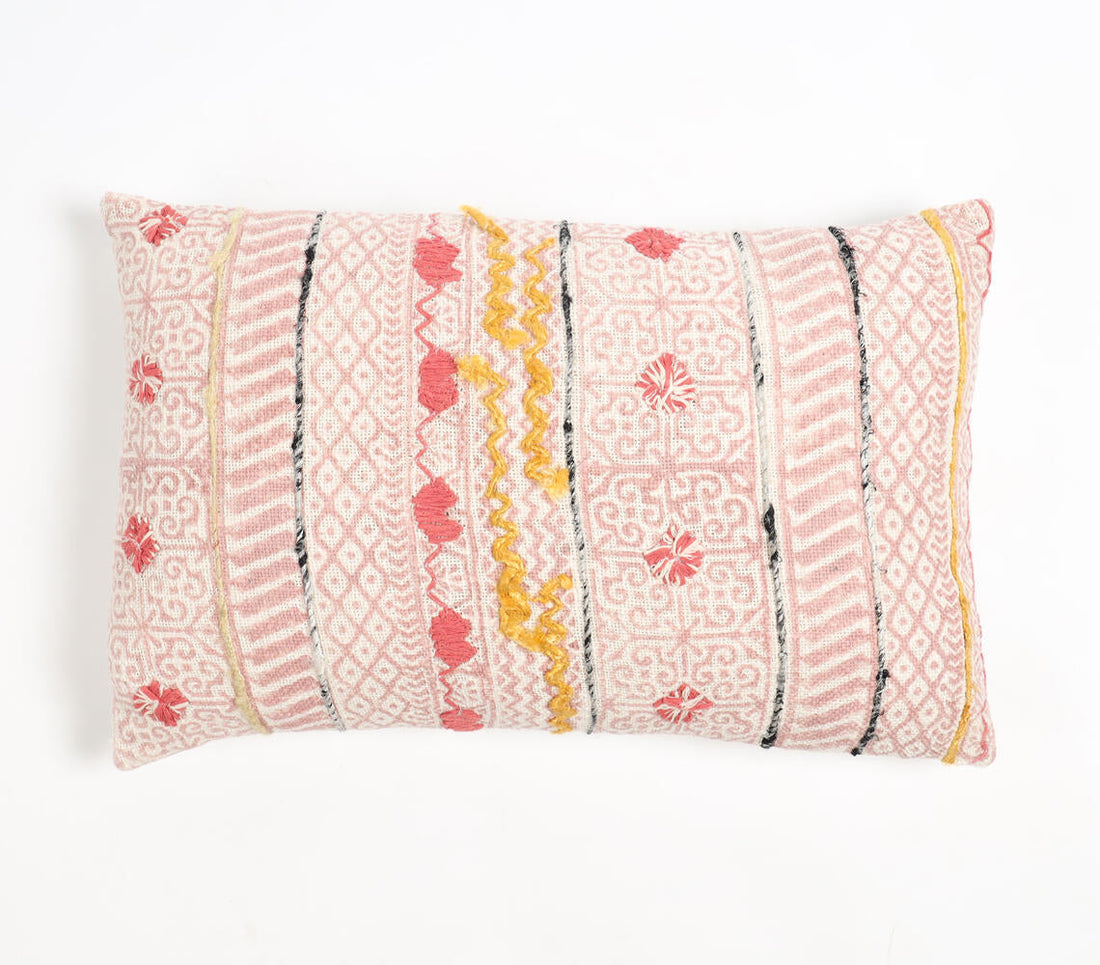 Block Printed Cotton Maximal Lumbar Cushion Cover-0