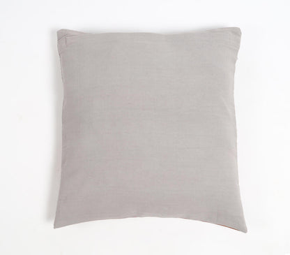 Hand Stitched Cotton &amp; Leather Colorblock Cushion Cover-2