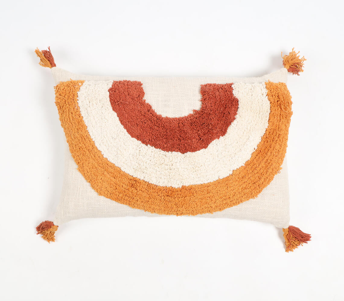 Rainbow Tufted Tasseled Lumbar Cotton Cushion Cover-0