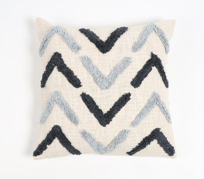 Arrow Tufted Grayscale Cotton Cushion Cover-0