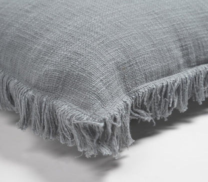 Solid Fringed Lumbar Cotton Cushion Cover-1