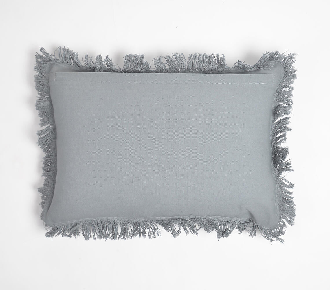 Solid Fringed Lumbar Cotton Cushion Cover-2