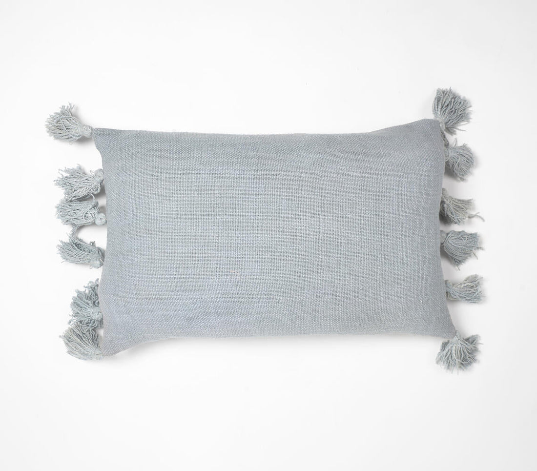 Boho Muted Tasselled Lumbar Cushion Cover-0